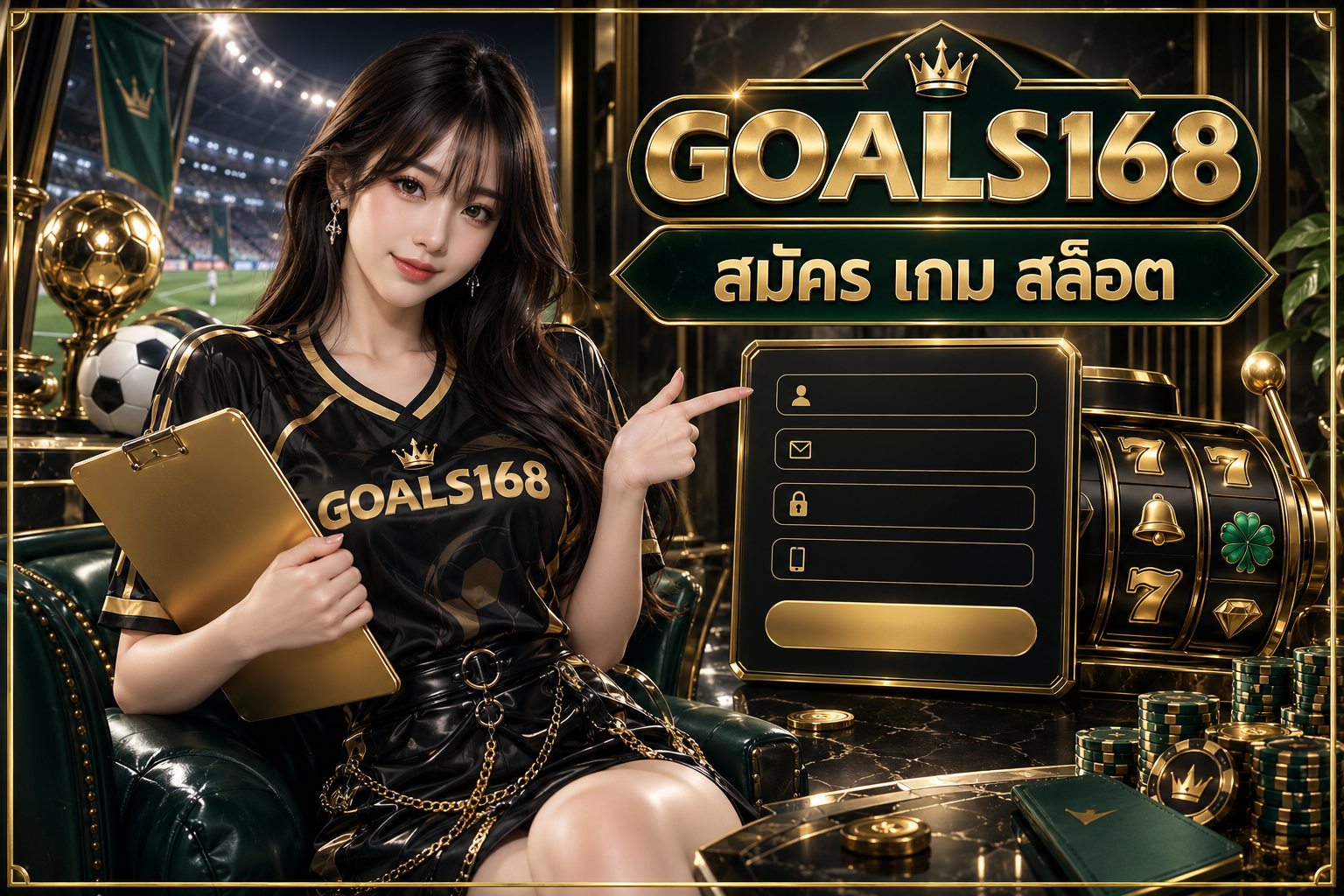 สมัคร เกม สล็อต — ผู้หญิงเสื้อฟุตบอล GOALS168 กับเช็กลิสต์และแบบฟอร์มสมัครจำลอง