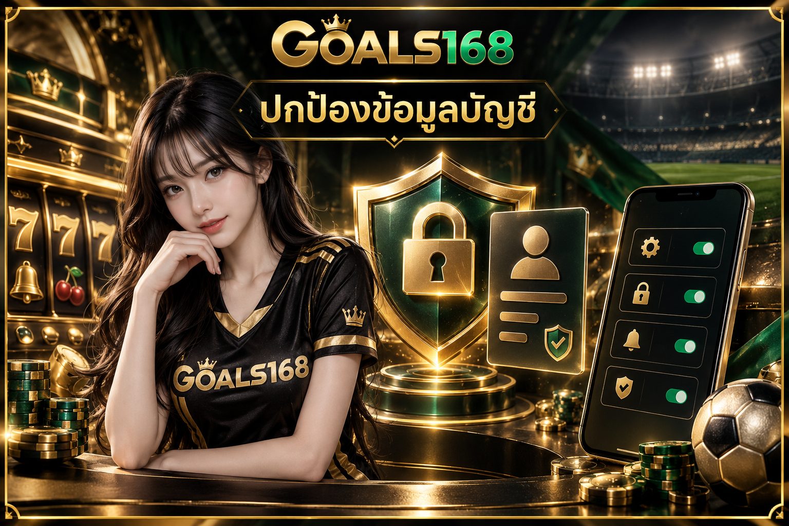 GOALS168 สมัครสมาชิก — ภาพผู้หญิงกับกุญแจและโปรไฟล์จำลอง